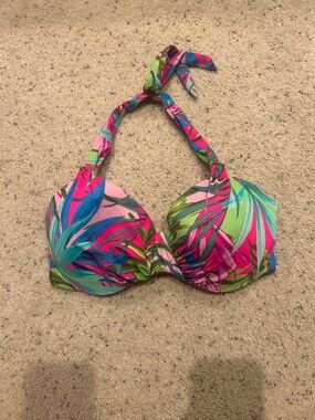Victoria's Secret Multicolor Tropical Halter Push Up Bikini Top: 34D